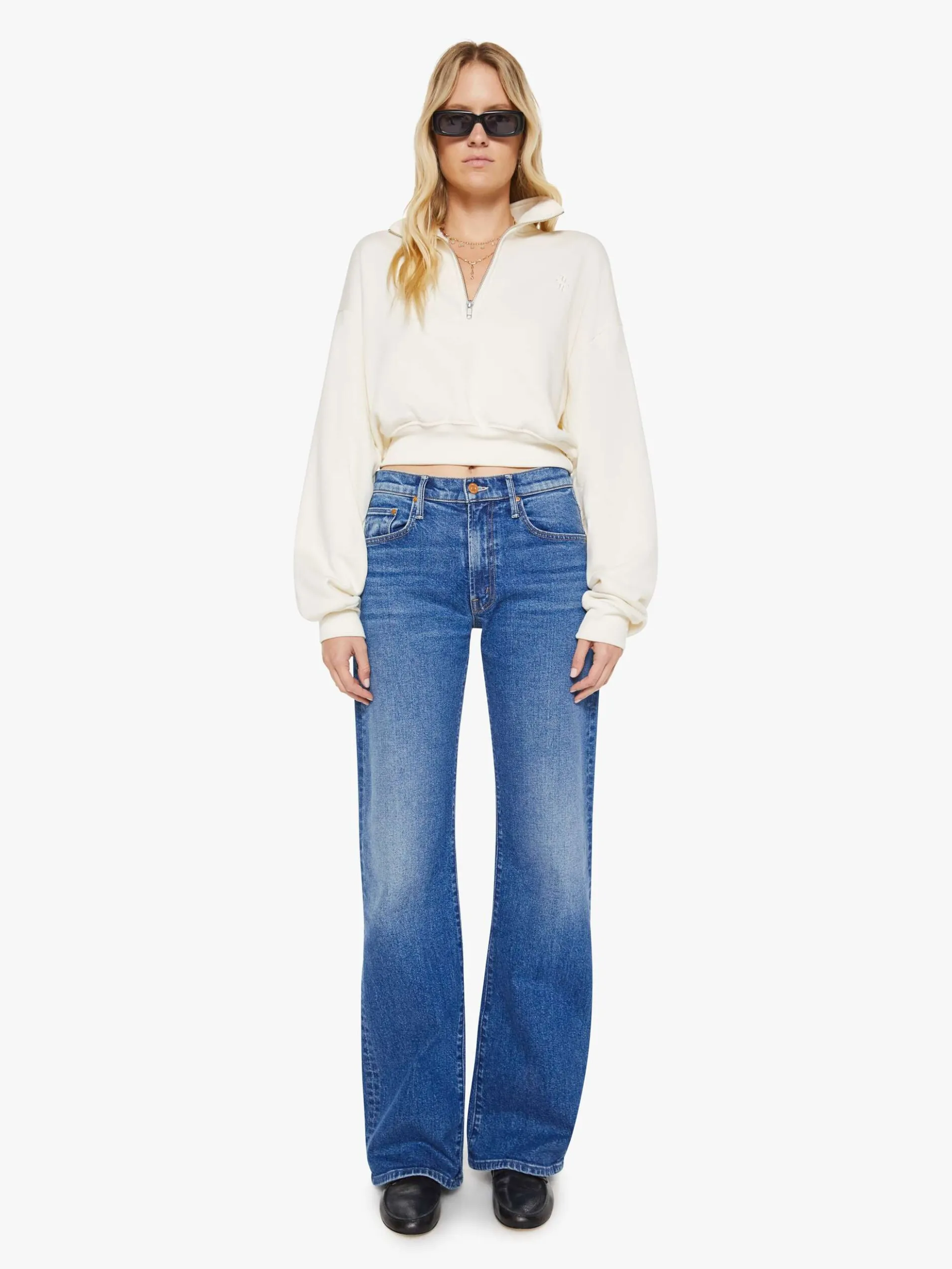 Cropped Half-Zip Sweatshirt